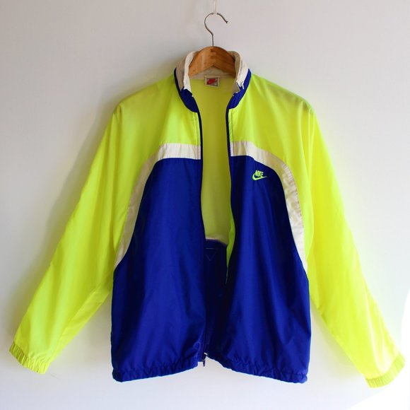 Vintage 80's Nike Yellow Color Block Windbreaker - Picture 2 of 10